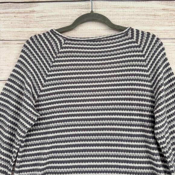 Lucky Brand‎ Striped Scoop Neck Tie Side Knit Top Women's Size Medium Gray/White - Picture 4 of 11
